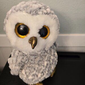 Ty Bean Boos Owlette White Gray Owl Plush 9" Soft Sparkle